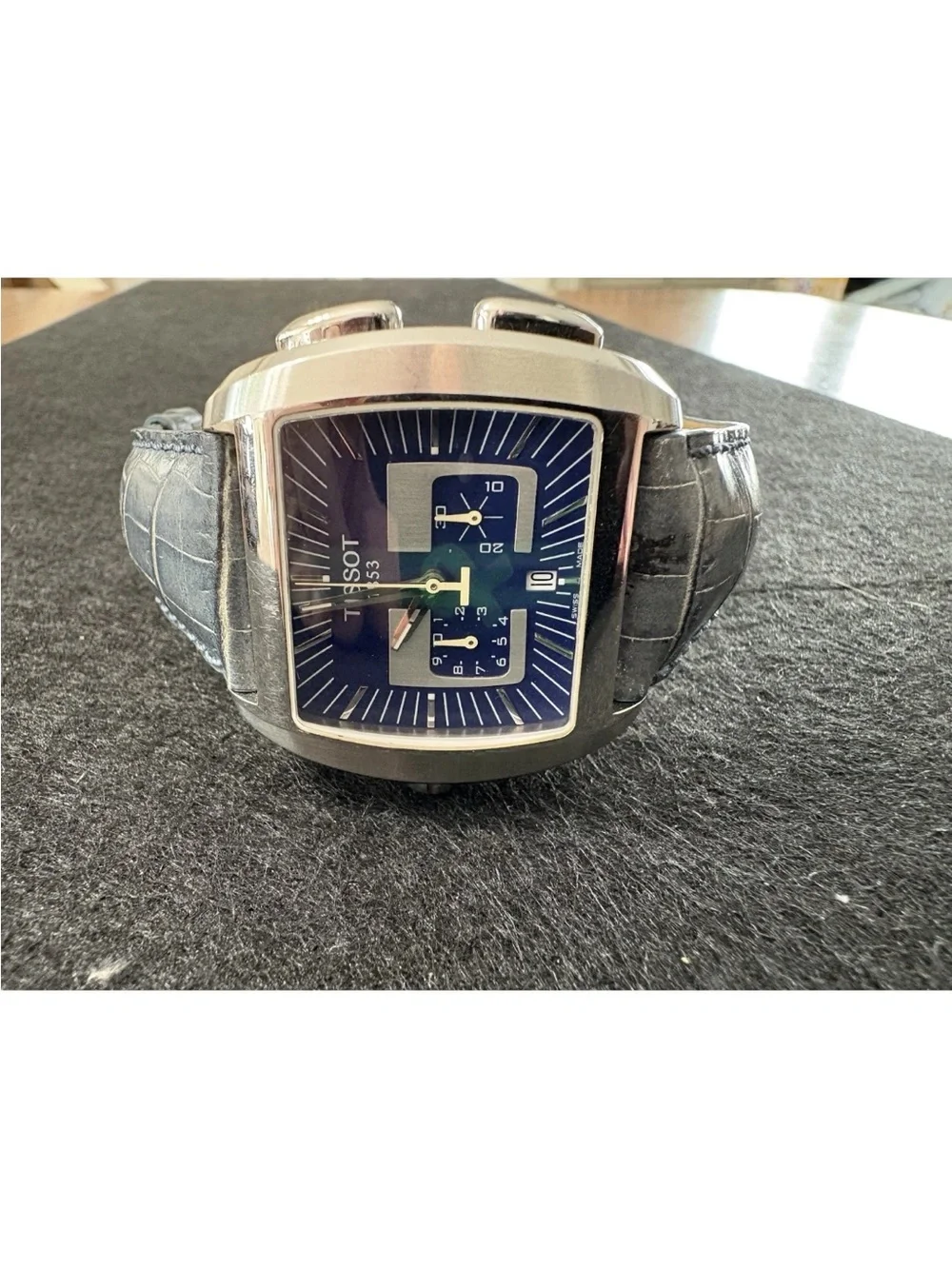 Tissot Bascule Chronograph Men's Watch Blue Dial Quartz Square B362/462 Swiss